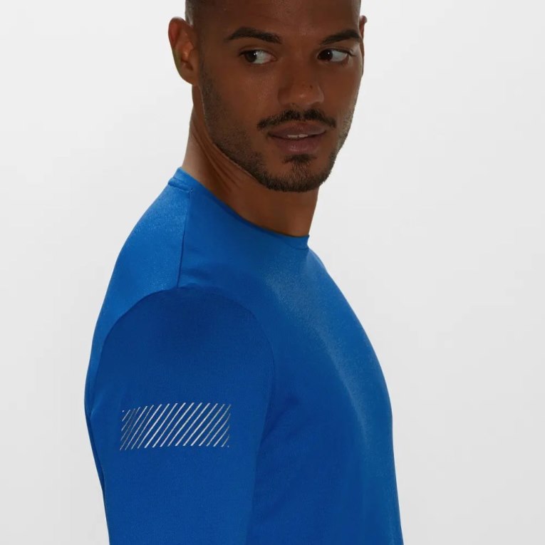 Salomon Agile Long Sleeve Men's T-Shirts Blue | CA 9P45